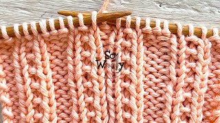 How to knit an Easy Tworow Repeat pattern great for scarves  So Woolly [upl. by Nairdad]