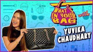 Yuvika Chaudhary Handbag Secret Revealed  What’s In Your Bag  TellyMasala [upl. by Anallij]