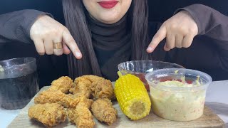 ASMR Eating Hot WingsCorn on the cobColeslaw  Eating Sounds  Eating show [upl. by Jenni]