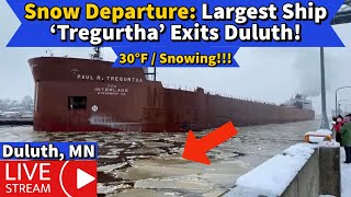 ⚓️Snow Departure Largest Ship ‘Tregurtha’ Exits Duluth [upl. by Sirehc]