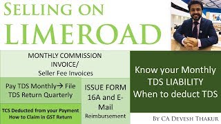 Selling on LIMEROADHow to download Commission InvoiceKnow your TDS LiabilityTCSCreditSalesReturn [upl. by Cacilia967]