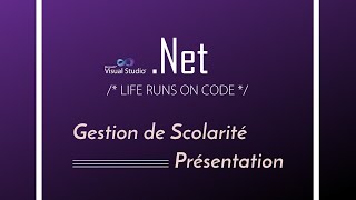 Gestion de Scolarité VB NETSql Server  Présentation [upl. by Yolanda]