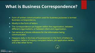 Business Correspondence Part 1 [upl. by Adnohrahs]