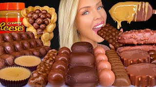 ASMR CHOCOLATE DESSERT MUKBANG Klondike Salted Caramel Ice Cream Milk Duds Candy Aero Chocolate 먹방 [upl. by Ttocserp591]