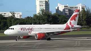 Air Canada Rouge A319 and USAF F16s at SJU Airport [upl. by Truda]