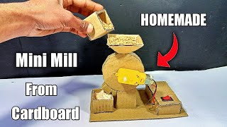 How To Make Mini Flour Mill Machine from Cardboard  at home [upl. by Eilema]