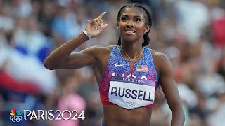 Masai Russell CLOSES STRONG to win competitive womens 100m hurdles final  Paris Olympics [upl. by Ennairoc627]