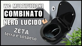 Wc Multifuzione Combinato Nero Vaso Bidet ZETA con erogatore e doccetta Ceramica Tuscia [upl. by Kendricks]