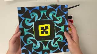 Creating a Radial Collagraph Print Painting the Radial Background [upl. by Buckler]