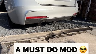 BMW 330d f31 custom exhaust and down pipewhat a transformation [upl. by Angid]