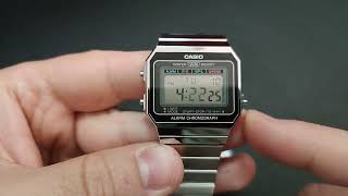 HOW TO SET TIME AND DATE CASIO VINTAGE A700W [upl. by Pernell144]