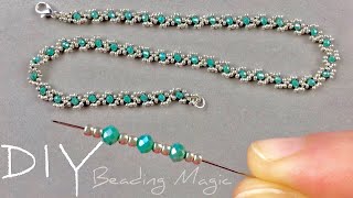 Simple Beaded Necklace Tutorial Easy Seed Bead Necklace [upl. by Okime]