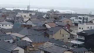 Japan tsunami waves after earthquake  Raw video [upl. by Nimra]