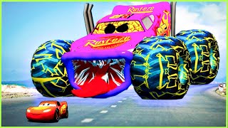 Epic Escape Crazy Lightning McQueen VS Giant Monster Truck Eater  Coffin Dance Meme Song Cover [upl. by Ciardap]