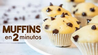 MUFFINS de Vainilla y Chocolate en MICROONDAS 🧁🍫 en 2 minutos  Postres SIN HORNO [upl. by Biondo999]