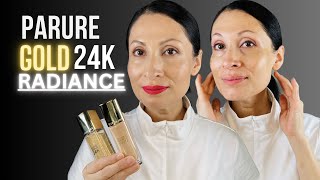 GUERLAIN PARURE GOLD 24K RADIANCE FOUNDATION amp 24K Radiance PRIMER First Impressions Demo [upl. by Eerihs]