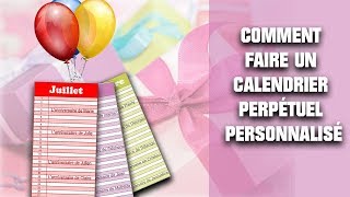 ∞ Calendrier perpétuel personnalisé à faire soimême [upl. by Anairda]