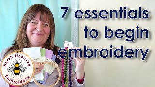 SEVEN essential items YOU need to start embroidery  Beginners Hand Embroidery tutorial part 1 [upl. by Nashbar503]