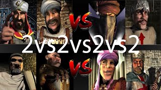 SALADIN SULTAN VS WAZIR SHERIFF VS FREDERICK PIG VS EMIR LIONHEART  Stronghold Crusader Ai Battle [upl. by Ethbun316]