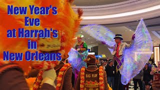 New Years Eve Spectacle A Dazzling Second Line through Harrahs in New Orleans 2023 [upl. by Aklam840]