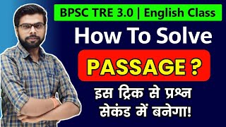 TGT PGT English Classes  BPSC Tre 30 2024  how to solve passage in english  Short Tricks [upl. by Hitt]