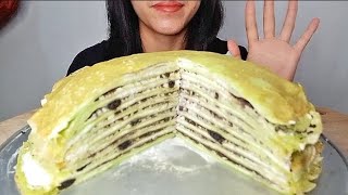 ASMR Eating Oreo Matcha Crepe Cake [upl. by Terriss17]