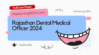 Rajasthan Dental Medical Officer 2024 Exam Paper with Solutions Released by masteringbdscom [upl. by Anilek]