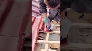 Roof red glazedtile installation process [upl. by Ecirp]