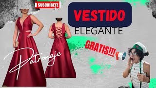 VESTIDO ELEGANTE ESCOTE A LA CINTURA PATRONAJE [upl. by Hastings198]