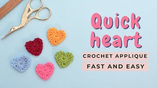 5 min crochet heart How to crochet a heart for beginners Crochet Heart applique [upl. by Andre]