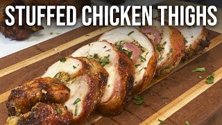 CRISPY Stuffed Chicken Thighs Recipe  Keto Chicken Thighs [upl. by Yorle]