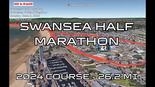 Swansea Half Marathon 2024 fly over the halfmarathon course Video of the race path [upl. by Lavona]