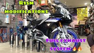 R15m full exhaust system 🔥🔥  full modifications  frenk moto vlogger  akrapovic exhaust [upl. by Kellby]