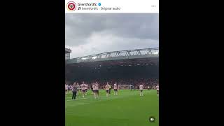 Brentford FC  Saluting The Away Supporters At Anfield 👏 🐝 [upl. by Lydell]