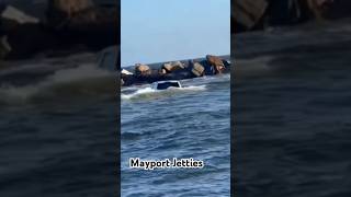 Just a pickup truck floating out to sea at the Mayport Jetties Mayport jetties [upl. by Oigimer]