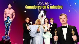 Oscars 2024 Ganadores Resumen en 6 minutos [upl. by Robena]