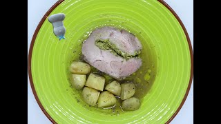 Recette de rôti de porc farci aux herbes et pommes de terre croustillantes [upl. by Kora555]