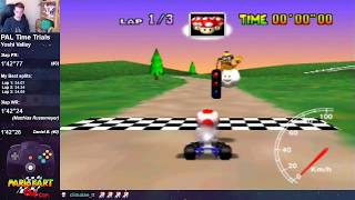 Mario Kart 64  Yoshi Valley 3lap 142quot61 PAL [upl. by Aneema]