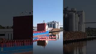 Sarpsborg Norway approaching shore loading grain shorts [upl. by Derna132]