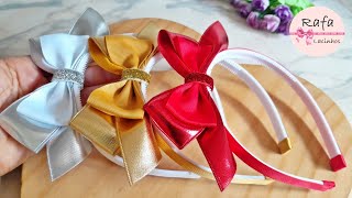 Como fazer uma tiara bonita para o Natal 🎀 Laço Lindo em Pé e Super fácil 🎄 By Rafa Lacinhos [upl. by Hploda]