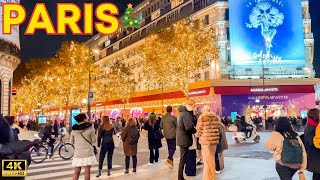 Paris France 🇫🇷  4k PARIS Christmas Walk 2024 ✨Festive Holiday Lights Paris Walk 🎄 With Captions [upl. by Anawat88]