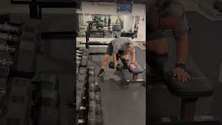 The 74 year old Coach did his last set of Bent Over Rows with the 75 lb dumbbell for another 12 reps [upl. by Atteuqihc]