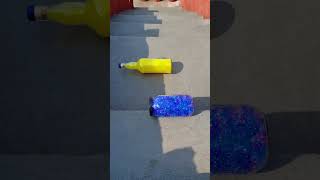 Blue vs Yellow Breaking glass bottles crushing soft things shorts asmr satisfying [upl. by Moise252]