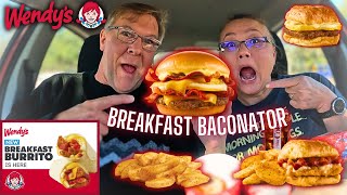 Wendys NEW Breakfast Burrito Breakfast Baconator Maple Bacon Chicken Croissant  Eat With Us [upl. by Irish964]