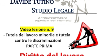 Diritto del lavoro  Video Lezione n 9 Tutela del lavoro minorile e contro le discriminazioni 1 [upl. by Rezzani277]