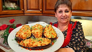 Все ЛЕТО ТОЛЬКО ТАК ГОТОВЛЮ БАКЛАЖАНЫ СОЧНЫЕ и ВКУСНЫЕ ФАРШИРОВАННЫЕ лодочки из БАКЛАЖАН [upl. by Megargee]