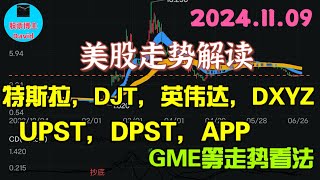 11月9日，特斯拉、DJT、英伟达、DXYZ、UPST、DPST、APP、GME等机会解读❤️➡️ 美股推荐2024 英伟达股票 特斯拉股票 美股投资 美股大涨 美股大跌 中概股 [upl. by Dustan]