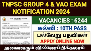 TNPSC Group 4 Notification 2024 Exam Details and Online Application Process [upl. by Oakie]