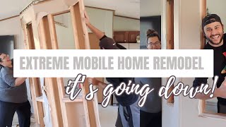 EXTREME MOBILE HOME REMODEL  taking down walls in the double wide to create an open concept Ep6 [upl. by Lohcin]