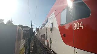 Southbound Caltrain Stadler KISS EMU test train no 304 arriving at California Ave Station [upl. by Had]